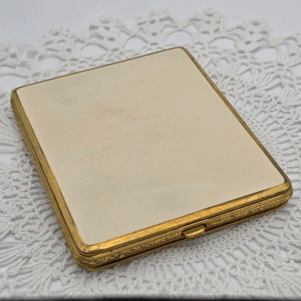 Vintage Art Deco Enamel Compact Cigarette Case Bliss Brothers machine turned